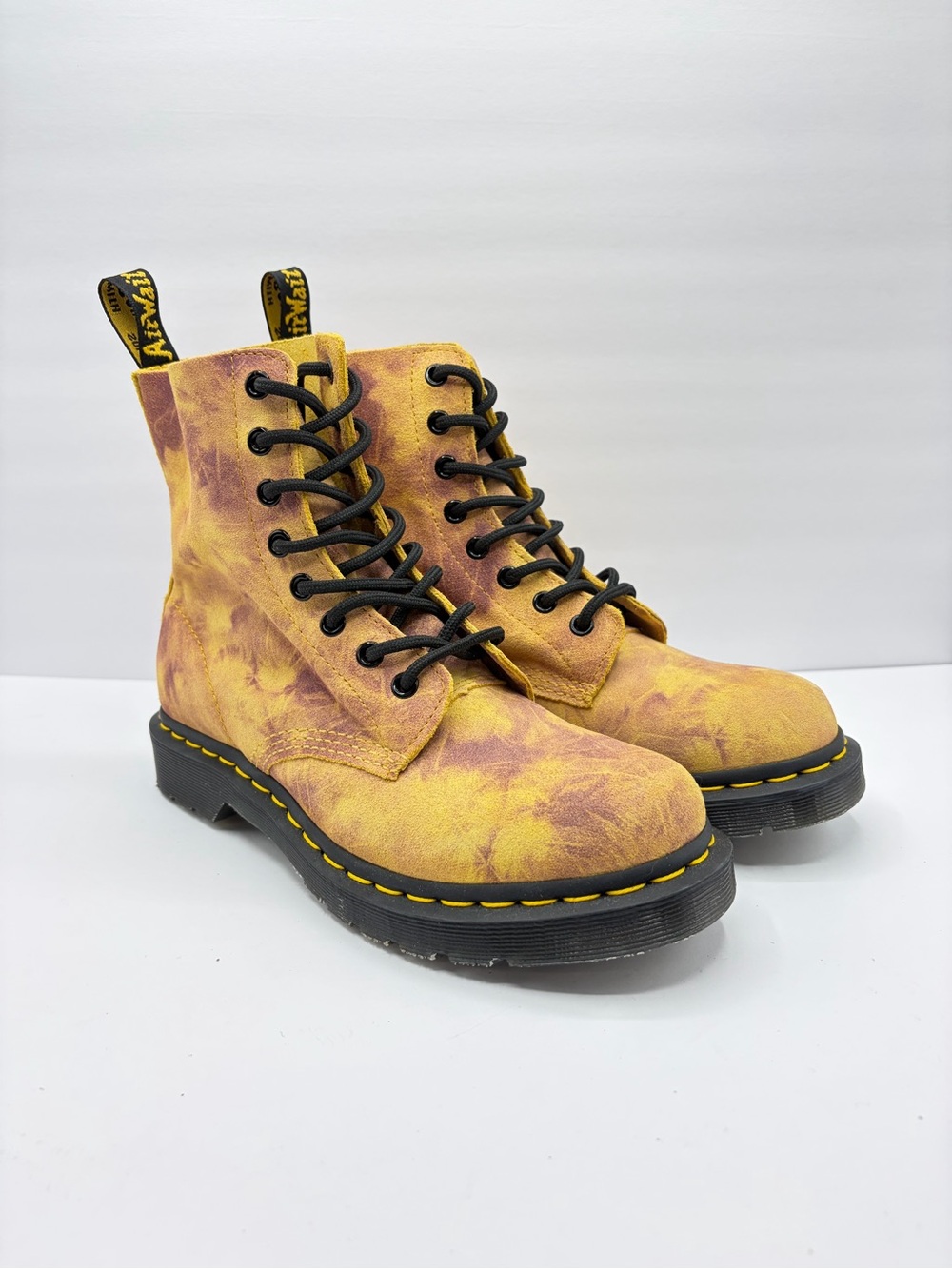 Dr. Martens Women’s Size 8 Castel 8-Eye Tie-Dye Boot Yellow Grunge Punk